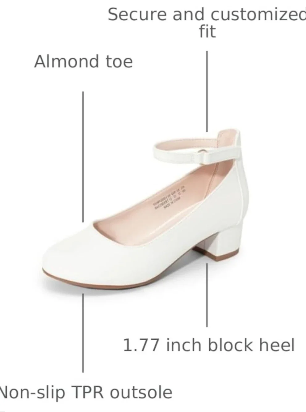 DREAM PAIRS Girls Chunky High Heels Dress Shoes With Ankle Strap (Size 1)